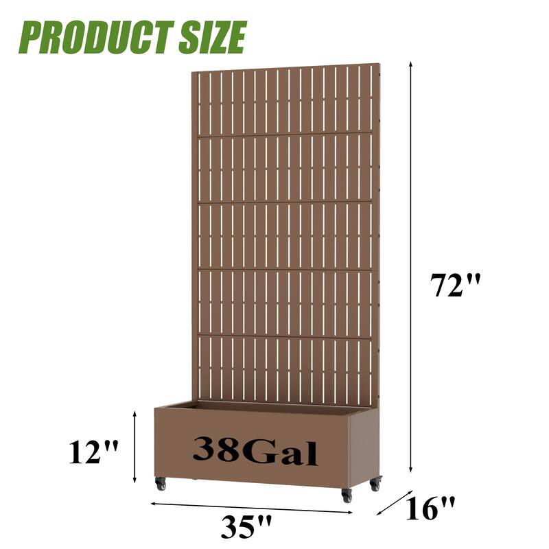 Raised Garden Bed Planter with Trellis Movable Planter Box with Lockable Wheels