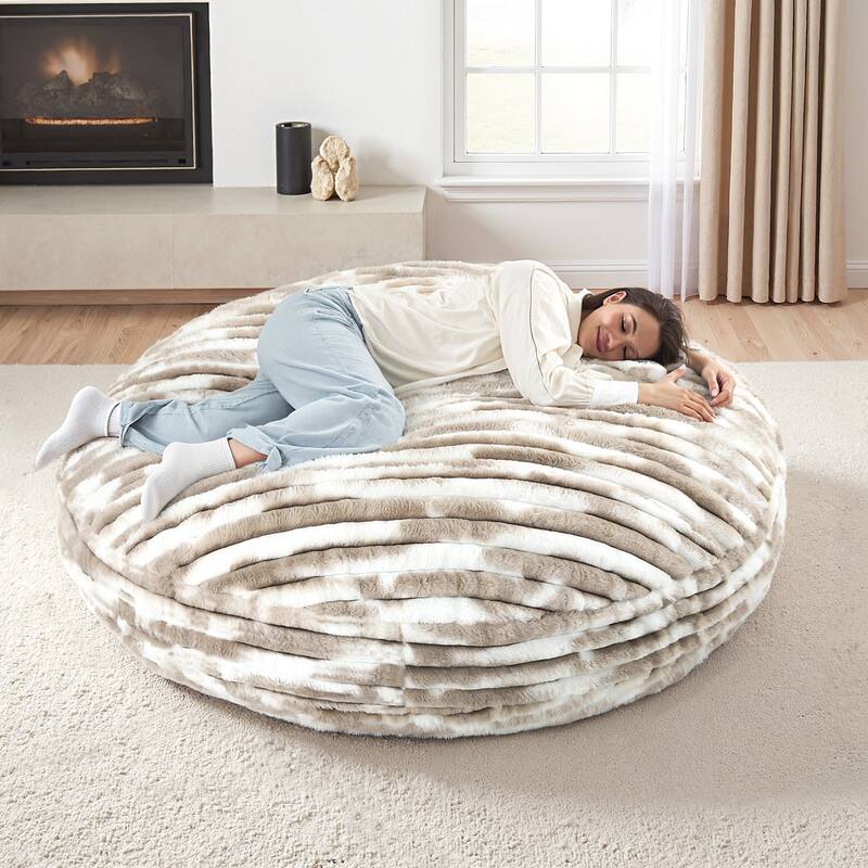 5-foot Round Plush Corduroy Convertible Bean Bag Chair Lounge