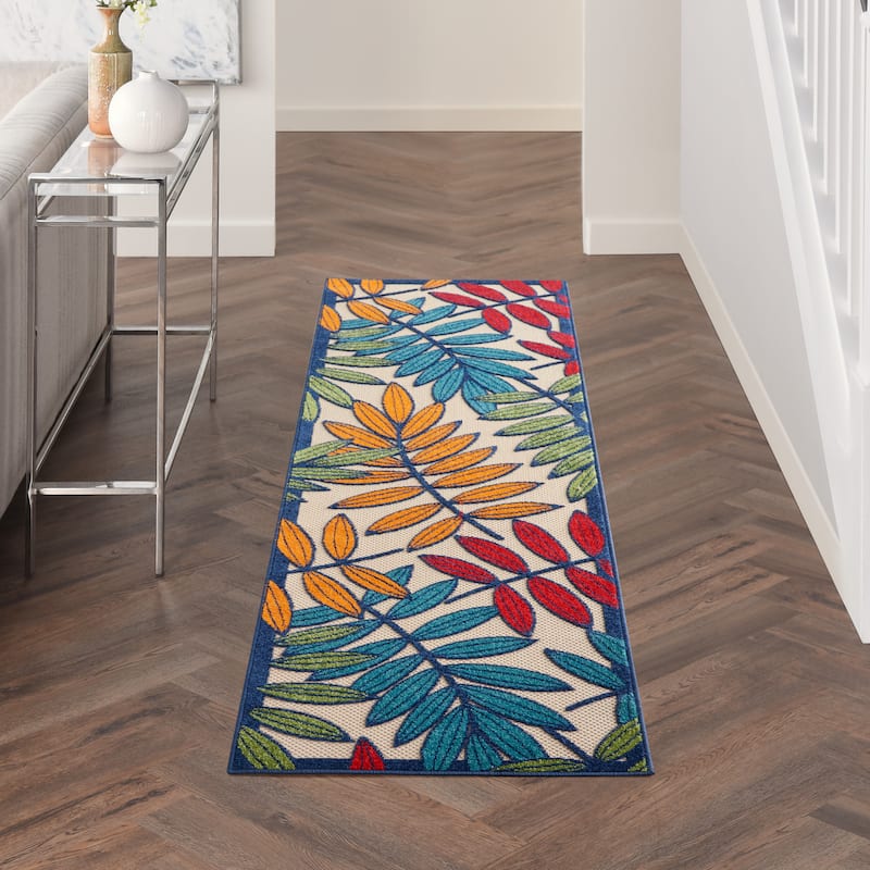 Nourison Aloha Leaf Print Vibrant Indoor/Outdoor Area Rug