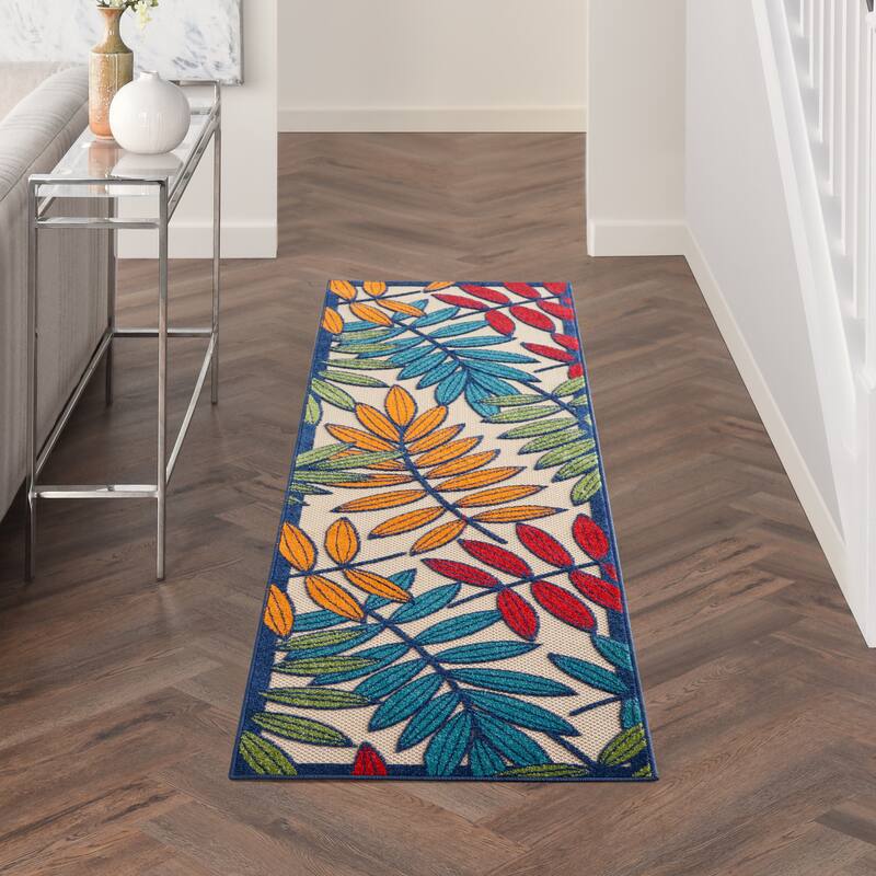 Nourison Aloha Leaf Print Vibrant Indoor/Outdoor Area Rug