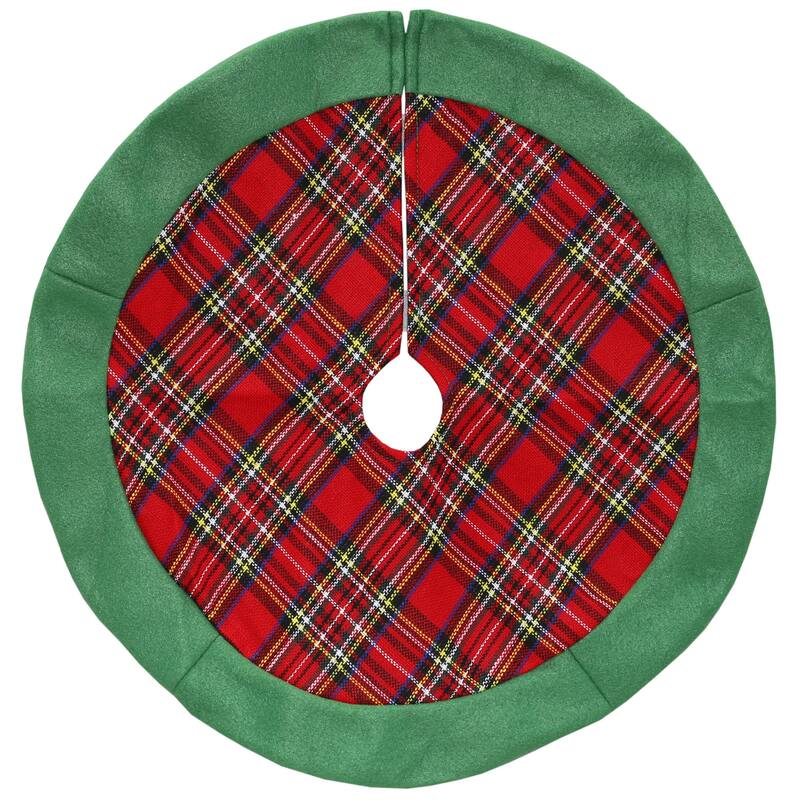 24" Green and Red Tartan Christmas Tree Skirt - 24