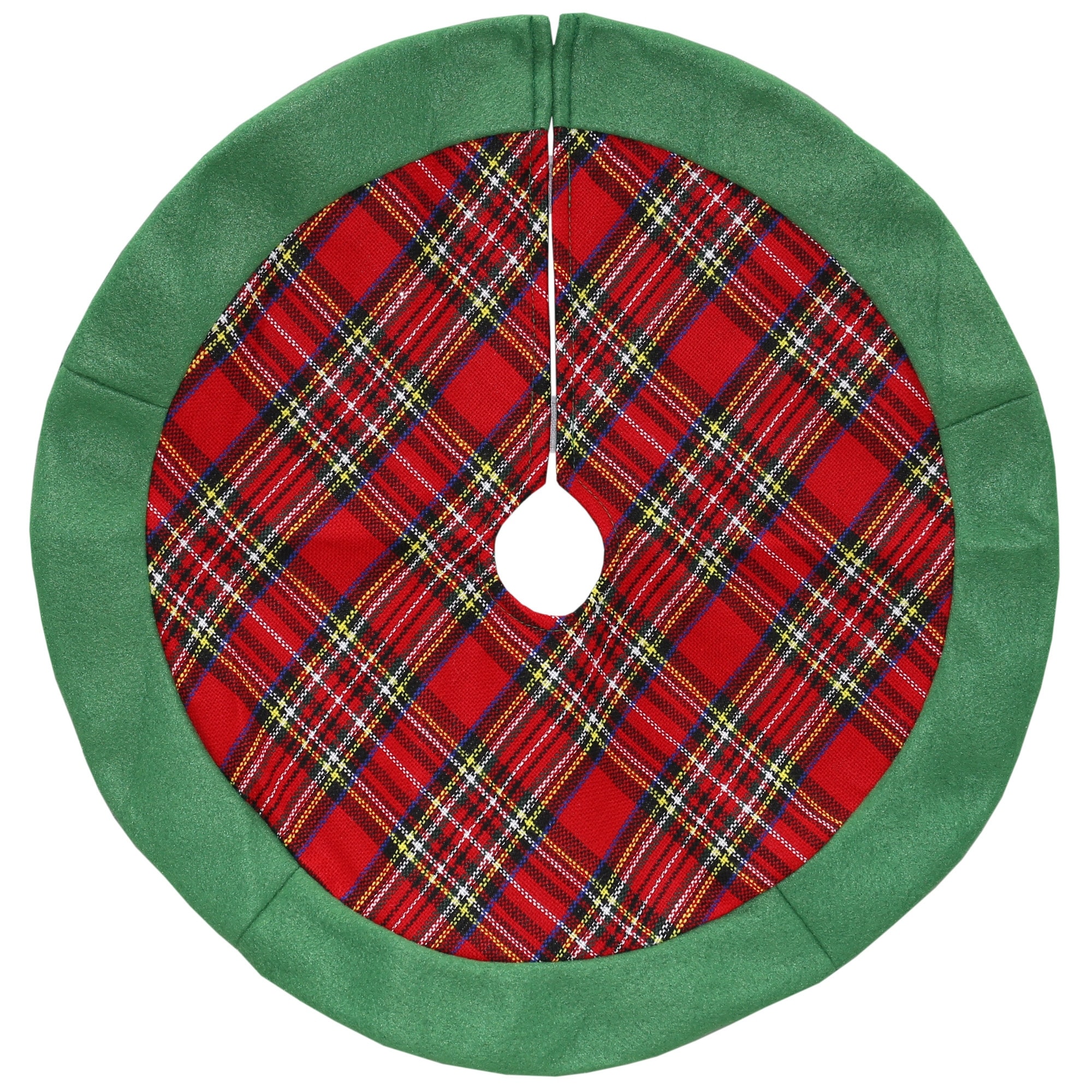 24" Green and Red Tartan Christmas Tree Skirt - 24