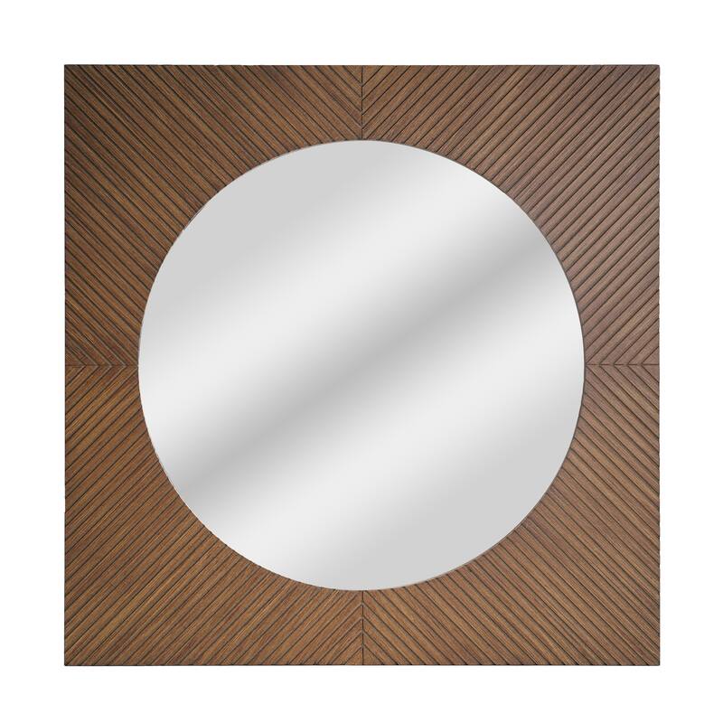 American Art Decor Carved Recollections Box Top Carved Mirror in Brown - 24" x 24"