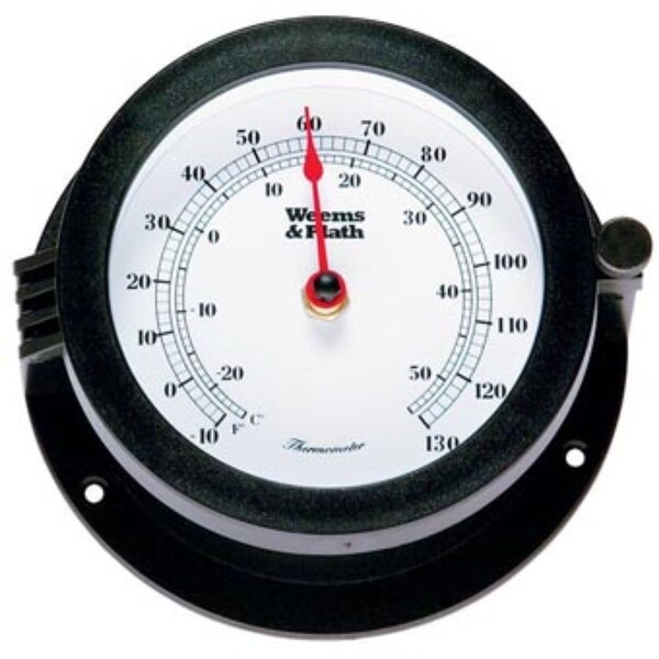 6" Black and White Round Thermometer with Scales - N/A