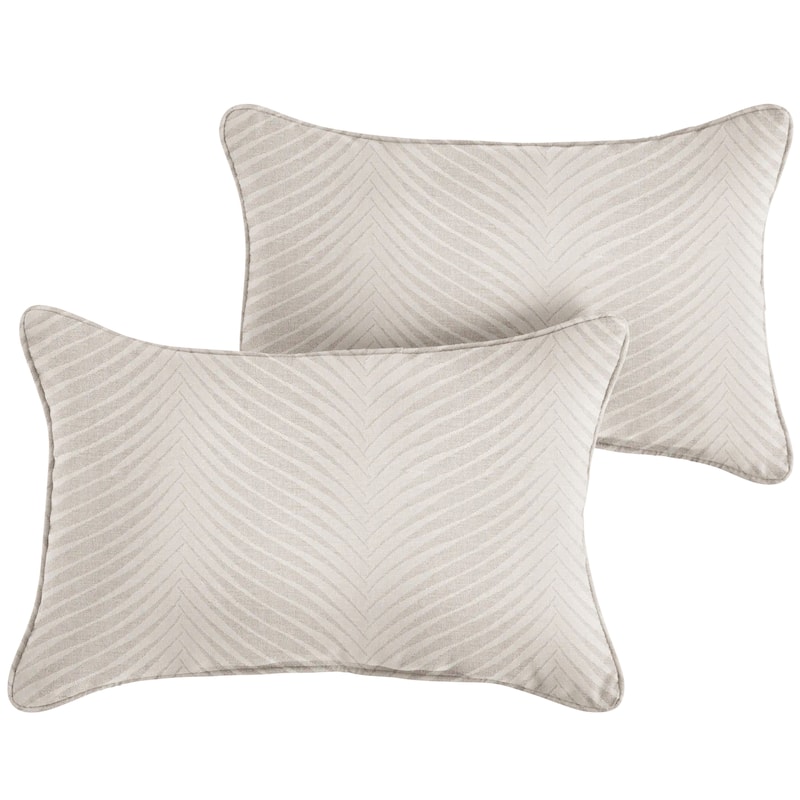 Sorra Home Sunbrella Leaf Pattern Indoor/Outdoor Corded Lumbar Pillows (Set of 2)