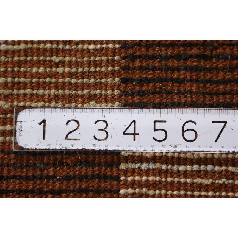 Checkered Orange Moroccan Oriental Rug Handmade Wool Carpet - 6'7" x 9'8"