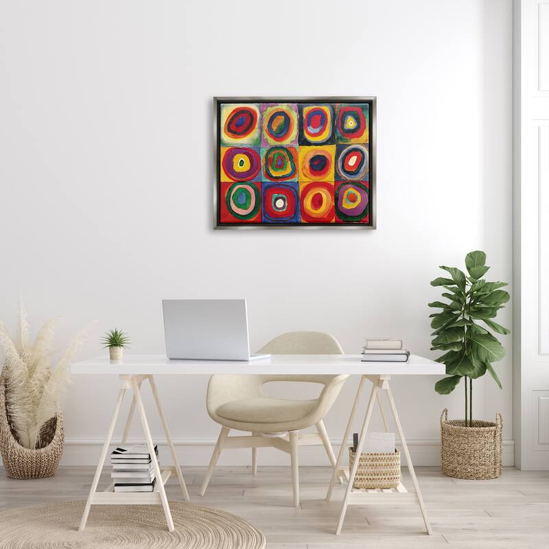 Stupell Modern Circle Shapes Aligned Abstract Swirl Pattern Floater Frame, Design by Wassily Kandinsky
