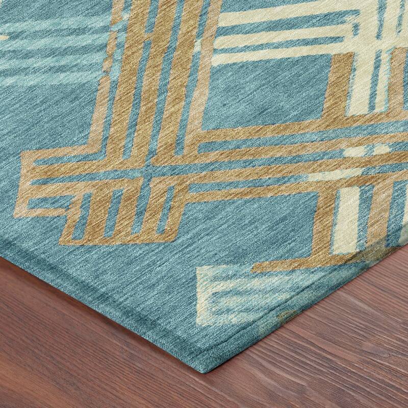 Machine Washable Indoor/ Outdoor Modern Trellis Chantille Rug