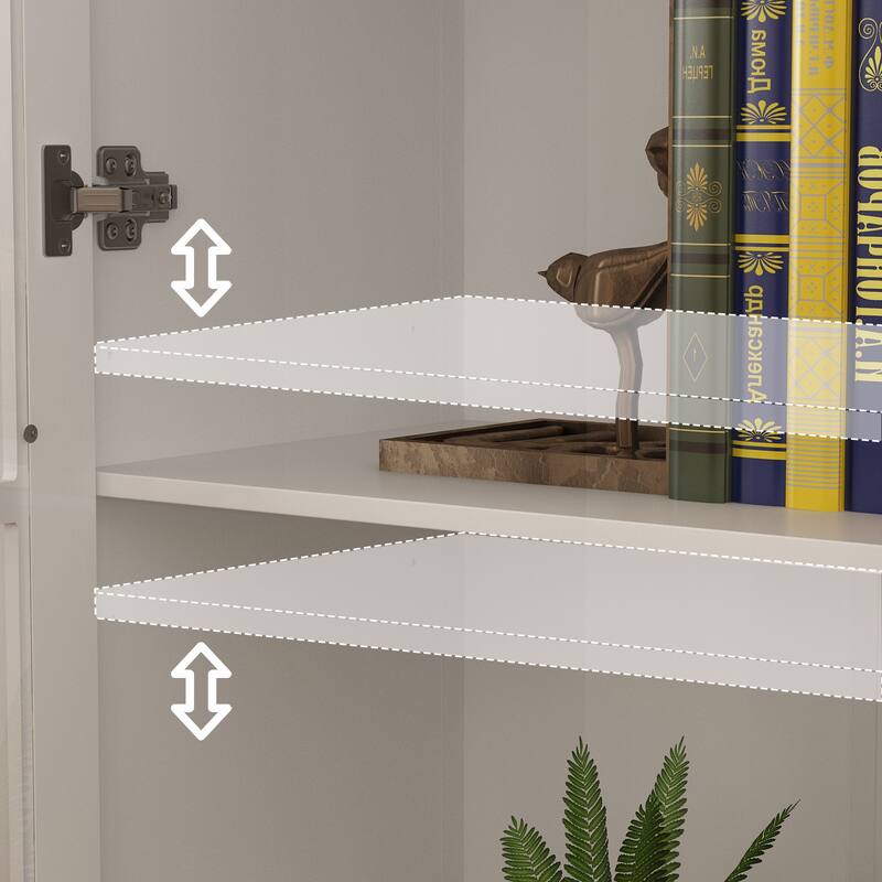 Tall Bookcase Storage Cabinet Pantry Cabinet Wooden Bookshelf Display - 36.2"X70.9"