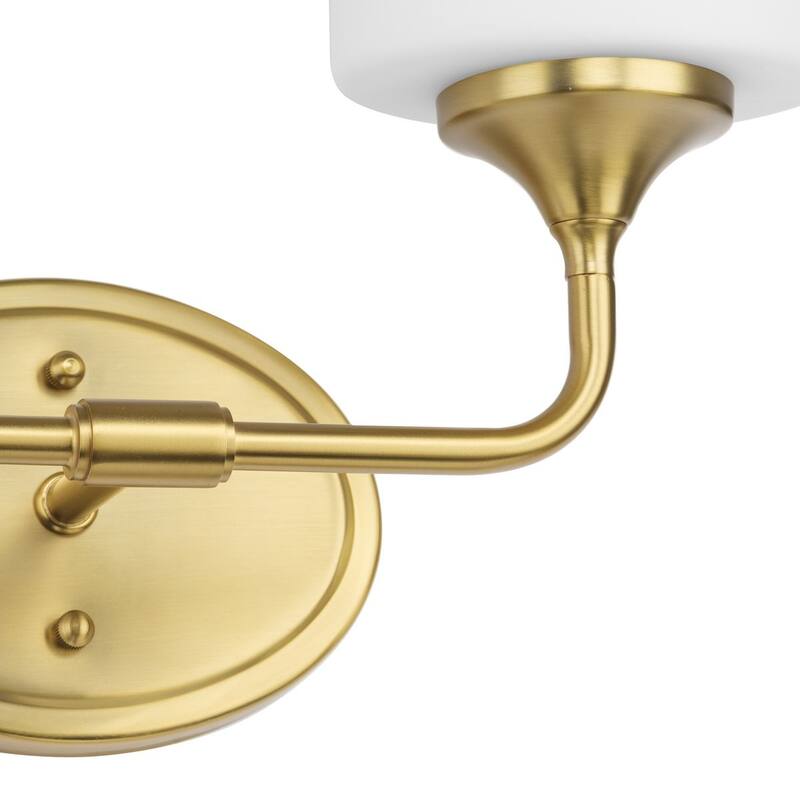 Lynzie Collection Two-Light Brushed Gold Etched Opal Glass Modern Bath Vanity Light - 14.5 in x 5.625 in x 11.125 in