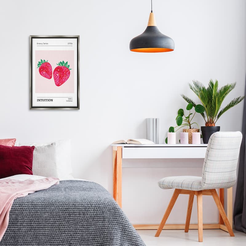 Stupell Intuition Phrase Strawberries Framed Floater Canvas Wall Art Design By LSR Design Studio