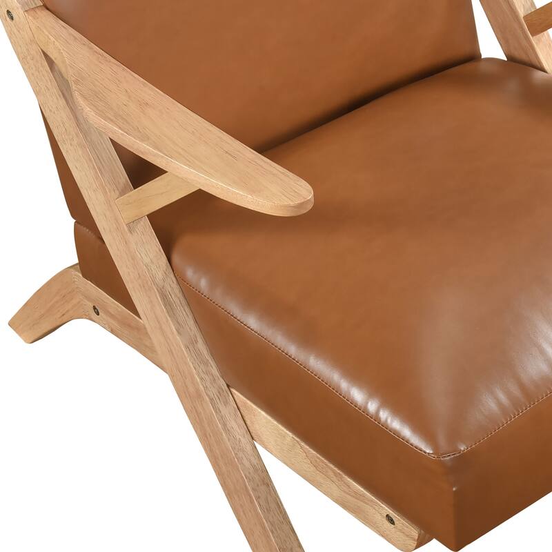 Rhys 26.5" Faux Leather Accent Chair - Solid Rubberwood Frame