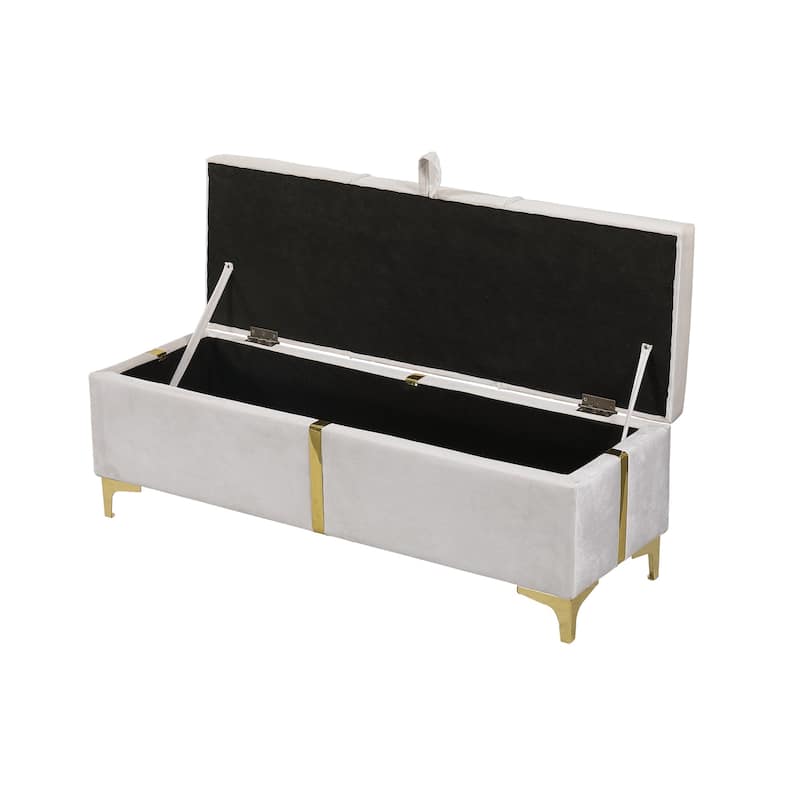 Queen Size Upholstered Platform Bed with Hydraulic Storage and Matching Storage Ottoman (2-Piece Set)