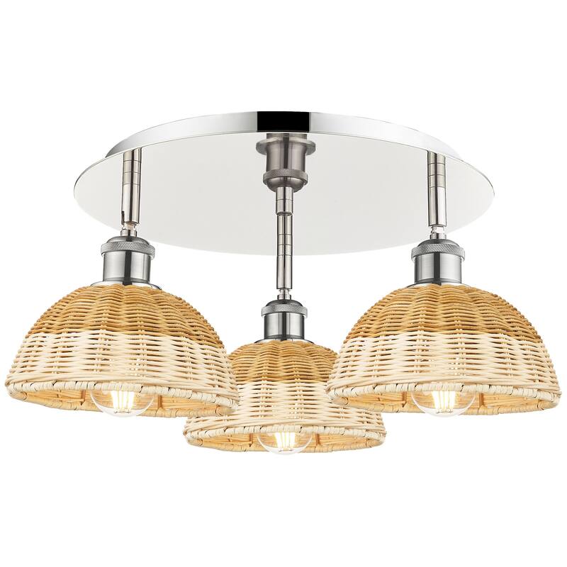 Innovations Lighting 516-3C-9-20 Bristol Natural II Semi-Flush Bristol - Polished Nickel / Natural