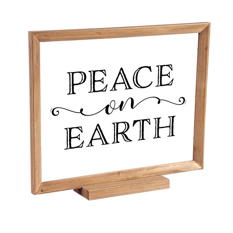 Wood Framed Decor, Set of 3 "Season's Greetings" "Peace on Earth" "Let it Snow"
