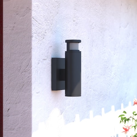 Chiasso Black LED Motion Sensor Dusk to Dawn Dark Sky Outdoor Wall Light - 4.5-in W x 9.75-in H x 4.75-in D