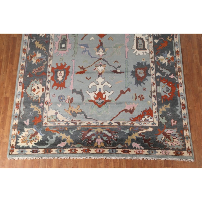 Transitional Gray Oushak Oriental Area Rug Handmade Wool Carpet - 8'1"x 9'10"