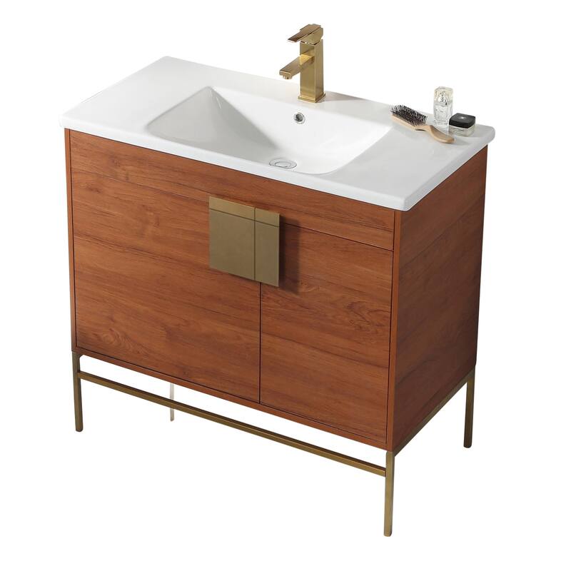 Modern Bathroom Vanity Set, Vireous China Sink Top 30"
