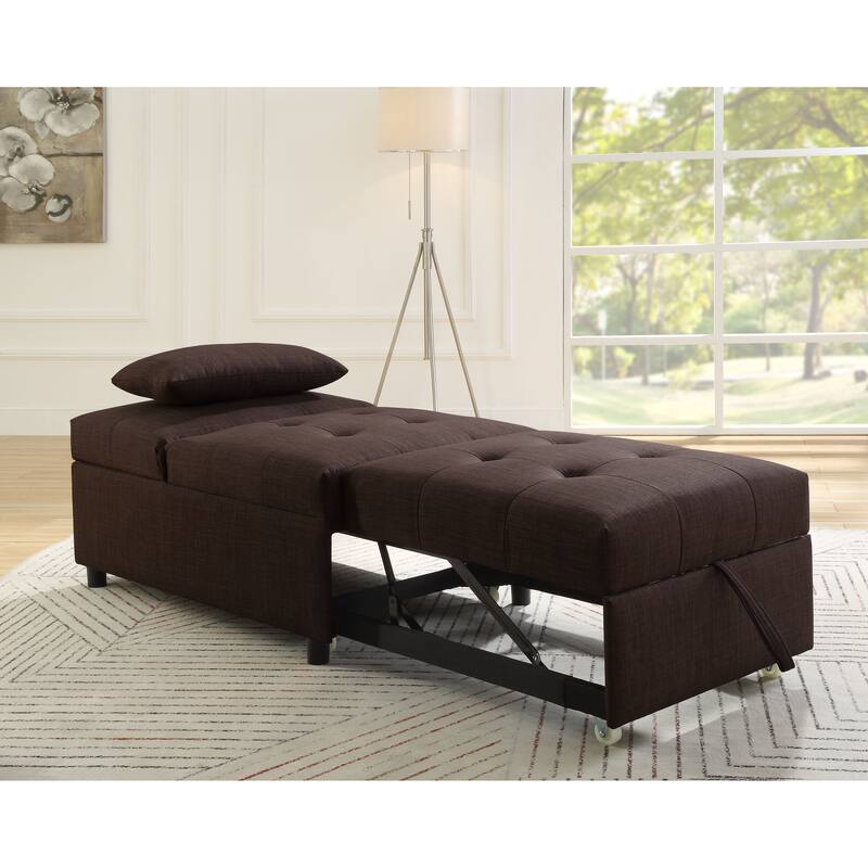 Home Adjustable Hidalgo Pull-out Sleeper PU Leather Sofa Bed- Beige - Brown