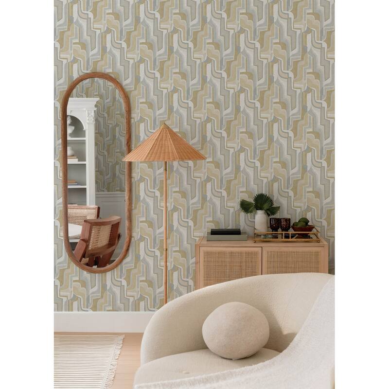 A-Street Prints Tulum Khaki Surreal Shapes Wallpaper