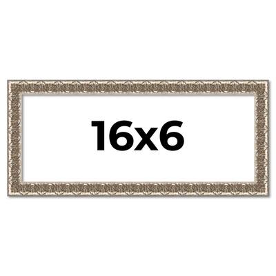 16x6 Frame Silver Versailles Ornate Solid Wood Picture Frame | 1 Inch