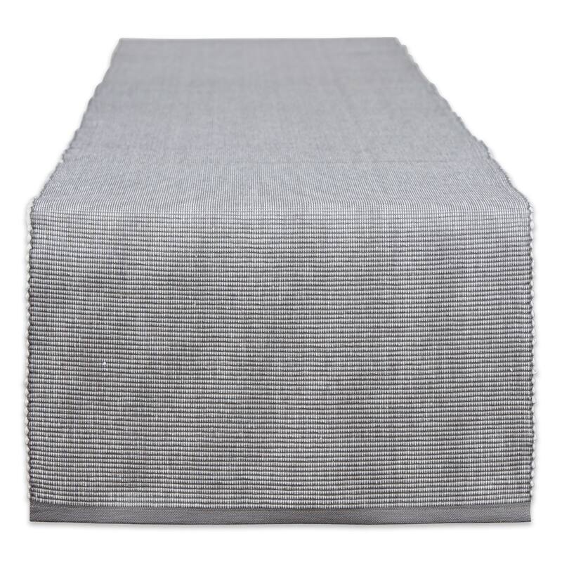 DII Black & White 2-Tone Ribbed Table Runner - 13x72" - Gray