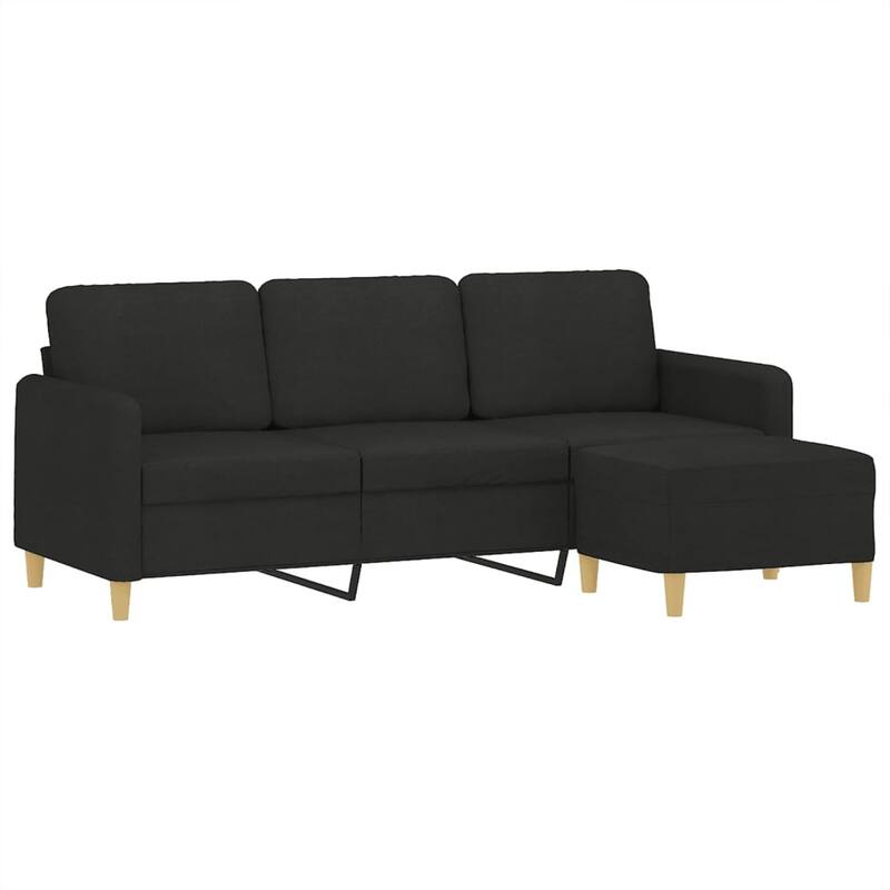 vidaXL 3-Seater Sofa With Footstool Black - 30.3 x 78.0 x 31.5 in