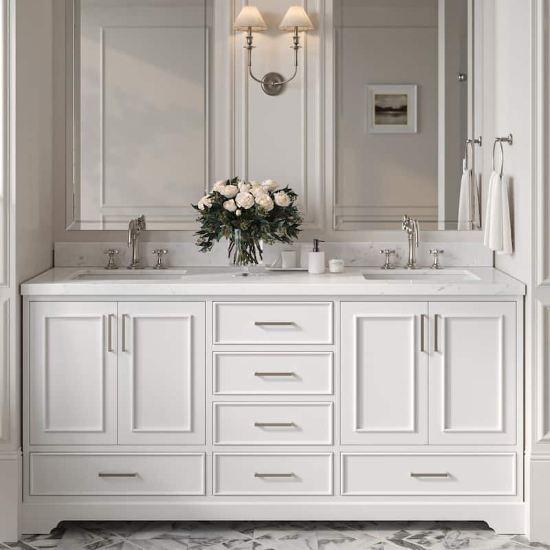 Ariel M072DCQRVO Stafford 72" Free Standing Double Basin Vanity Set