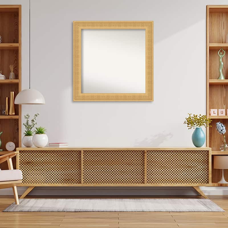 Trellis Non-Beveled Wood Framed Wall Mirror - Trellis Gold