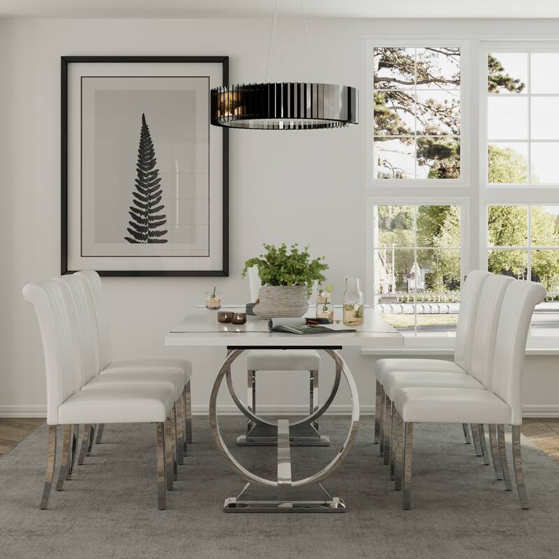 Luxury Dining Table Set with PU Leather Dining Chairs