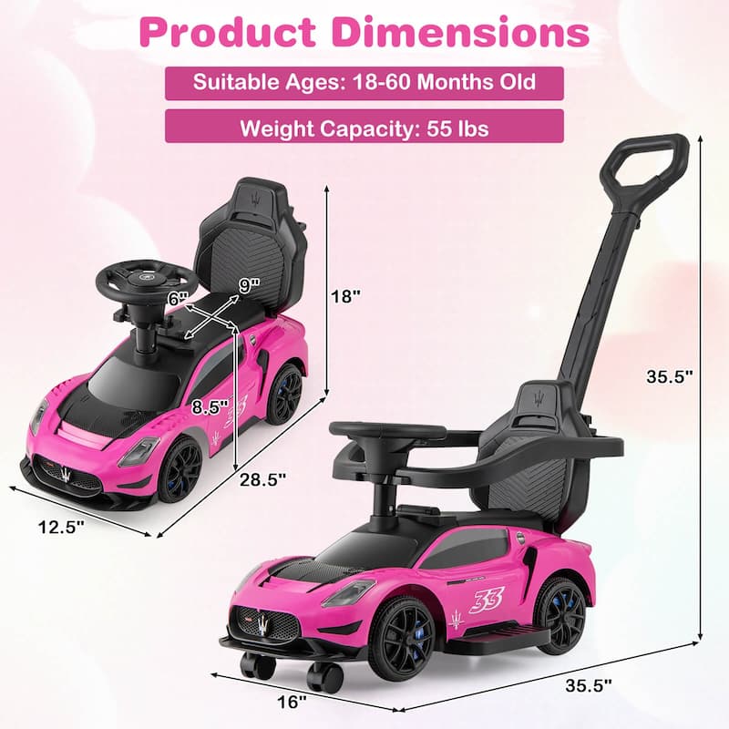 Costway 3-in-1 Ride on Push Car Maserati Licensed Foot to Floor Kids - See Details