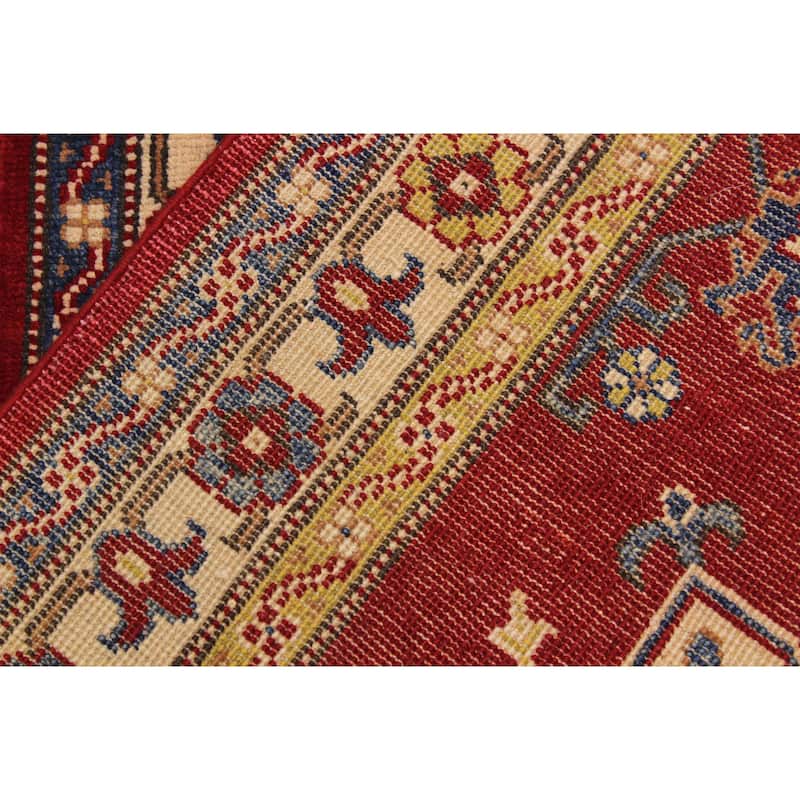 Rustic Kazak Randy Red/Natural Wool Runner - 2'8'' x 9'9''
