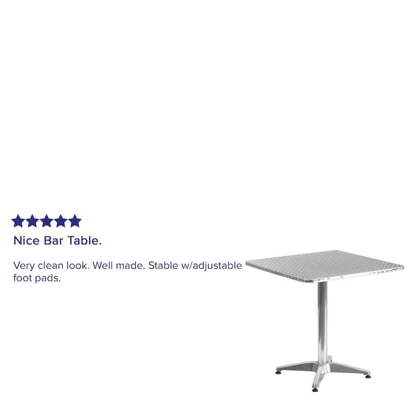 27.5" Square Aluminum Smooth Top Indoor-Outdoor Table with Base