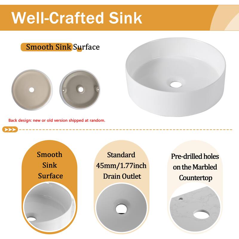 Malwee 24"/30" Floating Bathroom Vanity, Wall Mounted Bathroom Vanity with Ceramic Sink and Soft Close Door