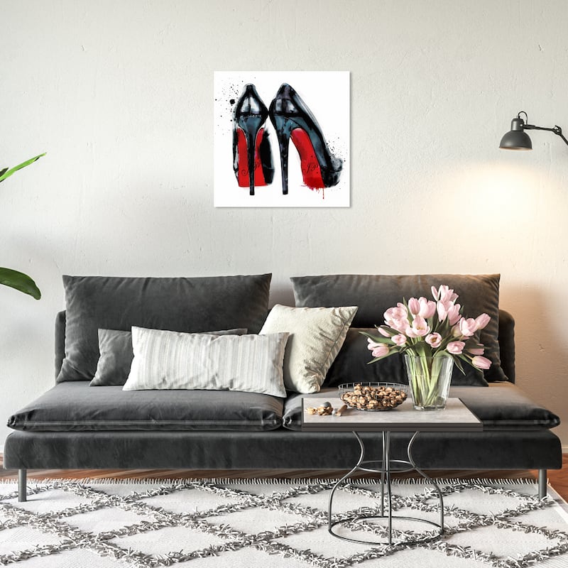Wynwood Studio Canvas Fashion and Glam Red Pumps Black and Glam Wall Art Canvas Print - 20 x 20