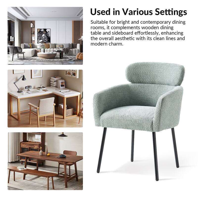 Amos Modern Boucle Dining Chair with Adjustment Feet Set of 4 by HULALA HOME