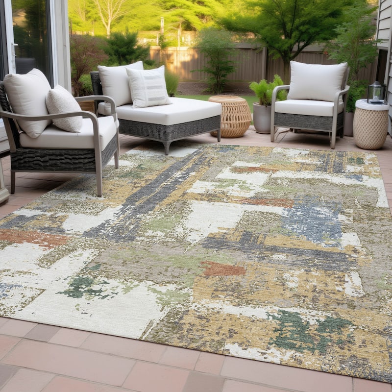 Machine Washable Indoor/Outdoor Casual Contemporary Chantille Rug