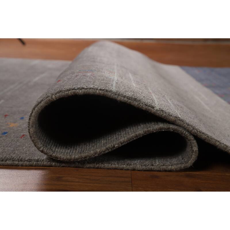 Hand Knotted Oriental 100% Wool Carpet Tribal Tribal Greys & Charcoal Gabbeh Area Rug - 8' 1'' X 5' 5''