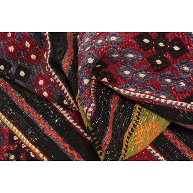 Hand Woven Oriental 100% Wool Carpet Southwestern Tribal Multi-Colored Kilim Area Rug - 9' 8'' X 6' 5''