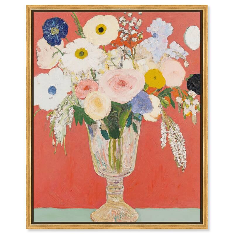 Anemones in a Vase II Canvas by Art Remedy - 30" x 36" - Gold