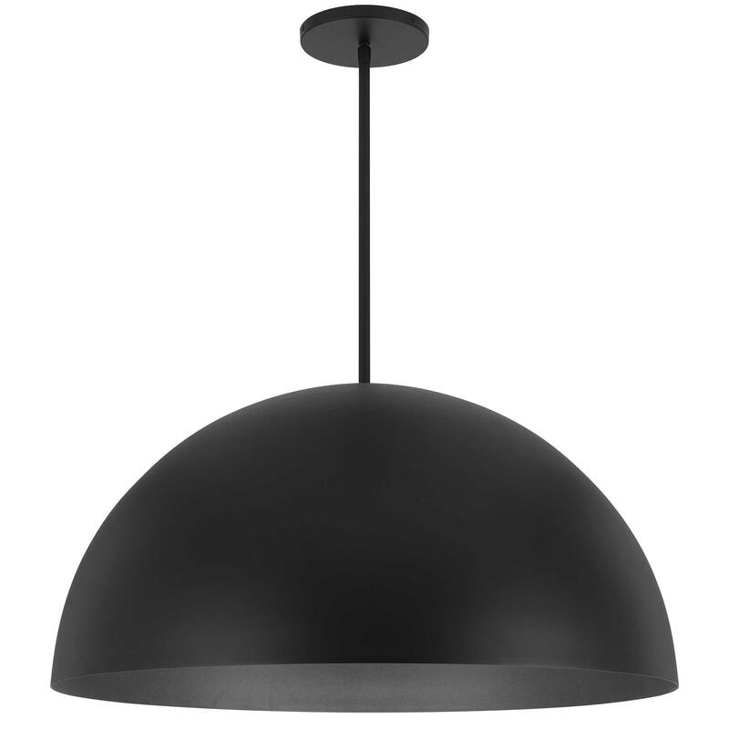 HomeRoots 32" Black Aluminum Dome LED Dimmable Outdoor Pendent Hanging Light - 31.50' X '15.88' X '31.50