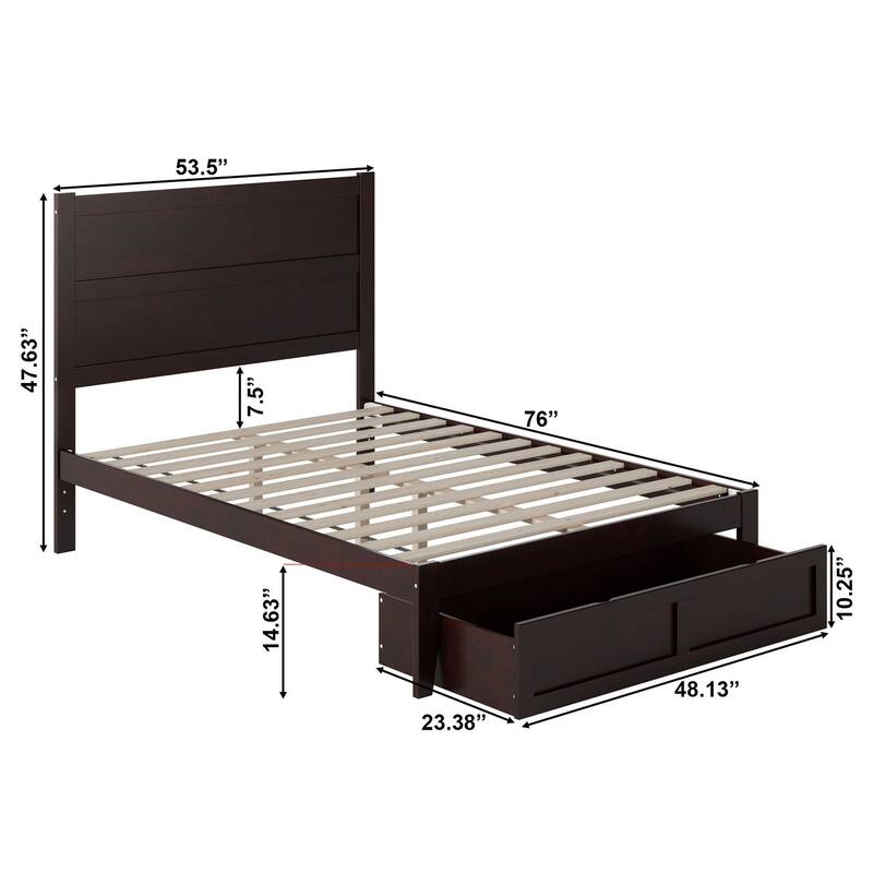 NoHo Full Platform Bed with Foot Drawer in Espresso