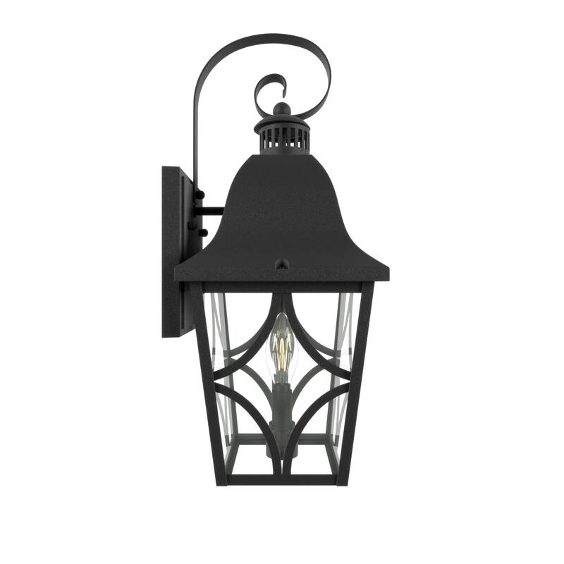 16" Elegant Matte Black Outdoor Wall Lantern with Clear Glass - Waterproof Sconce for House, Garage, and Front Door Lighting