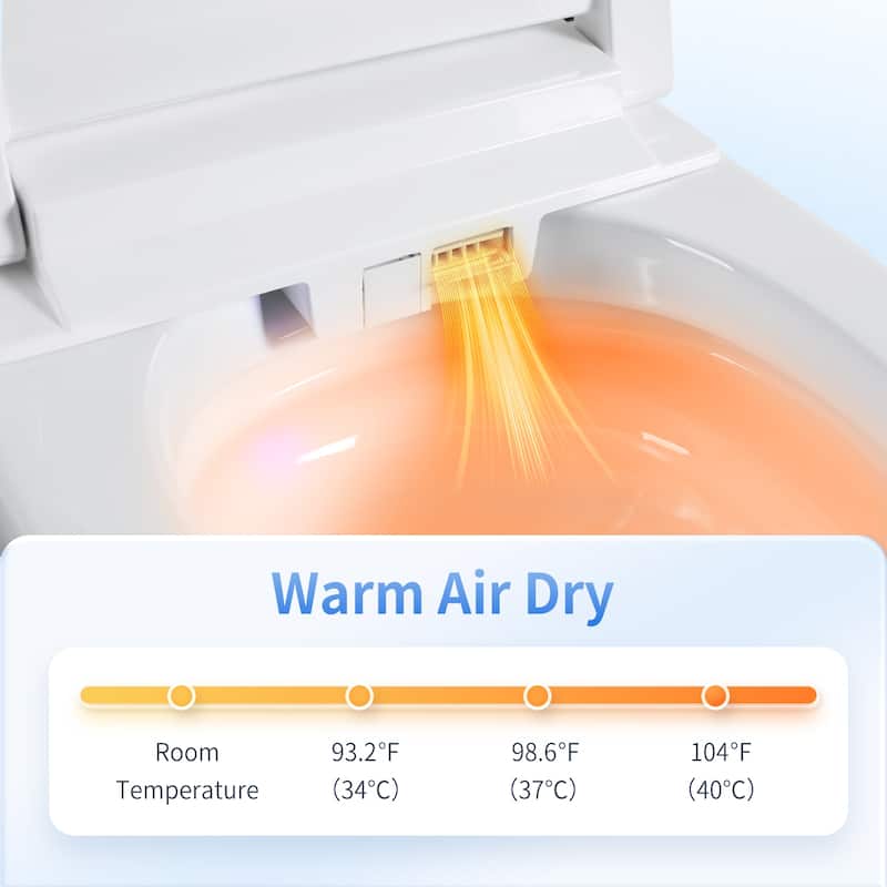 Tankless Smart Toilet With Bidet Built In, One-Piece Bidet Toilet Seat, Auto Flush,Heated Seat,Remote Control