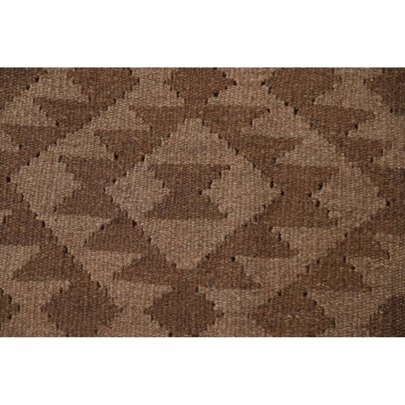 Geometric Kilim Reversible Area Rug Flat-weave Bedroom Wool Carpet - 5'1" x 7'10"
