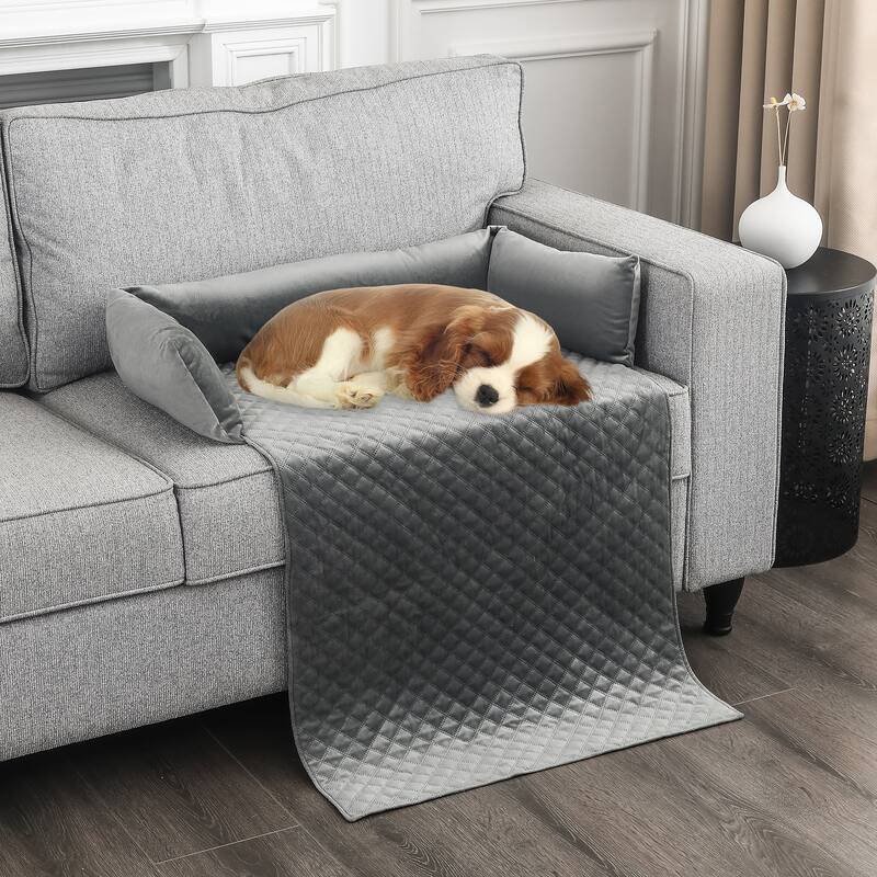 Adeco Velvet Pet Dog Cat Bed for Sofa Couch Bed or Car Blanket Mat