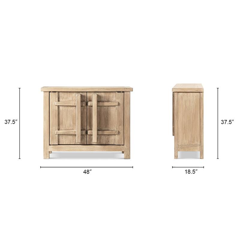 Jennifer Taylor Home Rowan 48" Solid Reclaimed Elm 2-Door Crossbar Accent Storage Cabinet