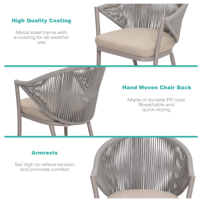 NUU GARDEN Outdoor 3-piece Bistro Set With Cushion