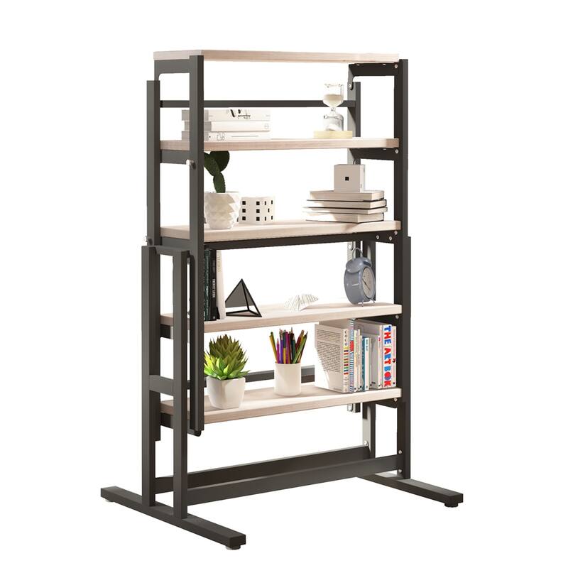 Wood Multifunction Convertible Dining Table with Metal Frame