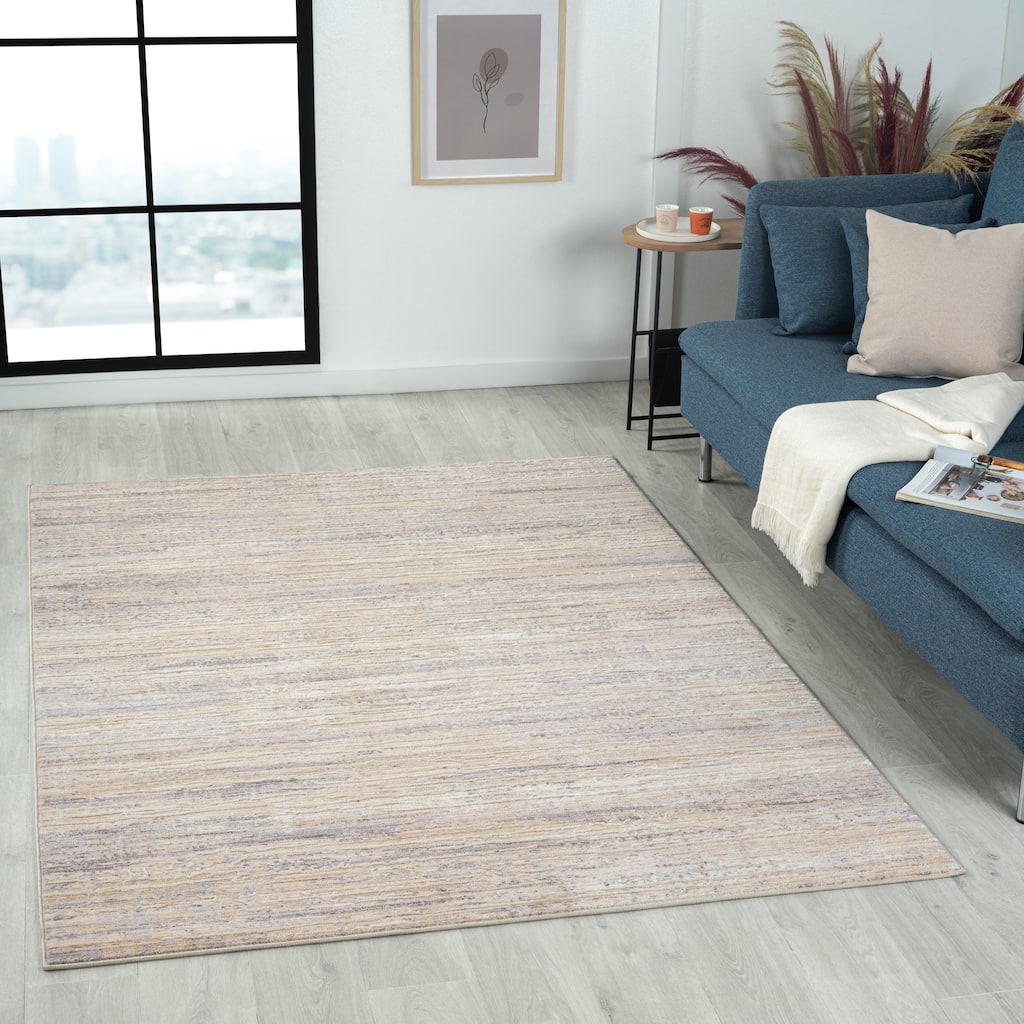 Sevita Lancaster Grey/Beige Striped Area Rug
